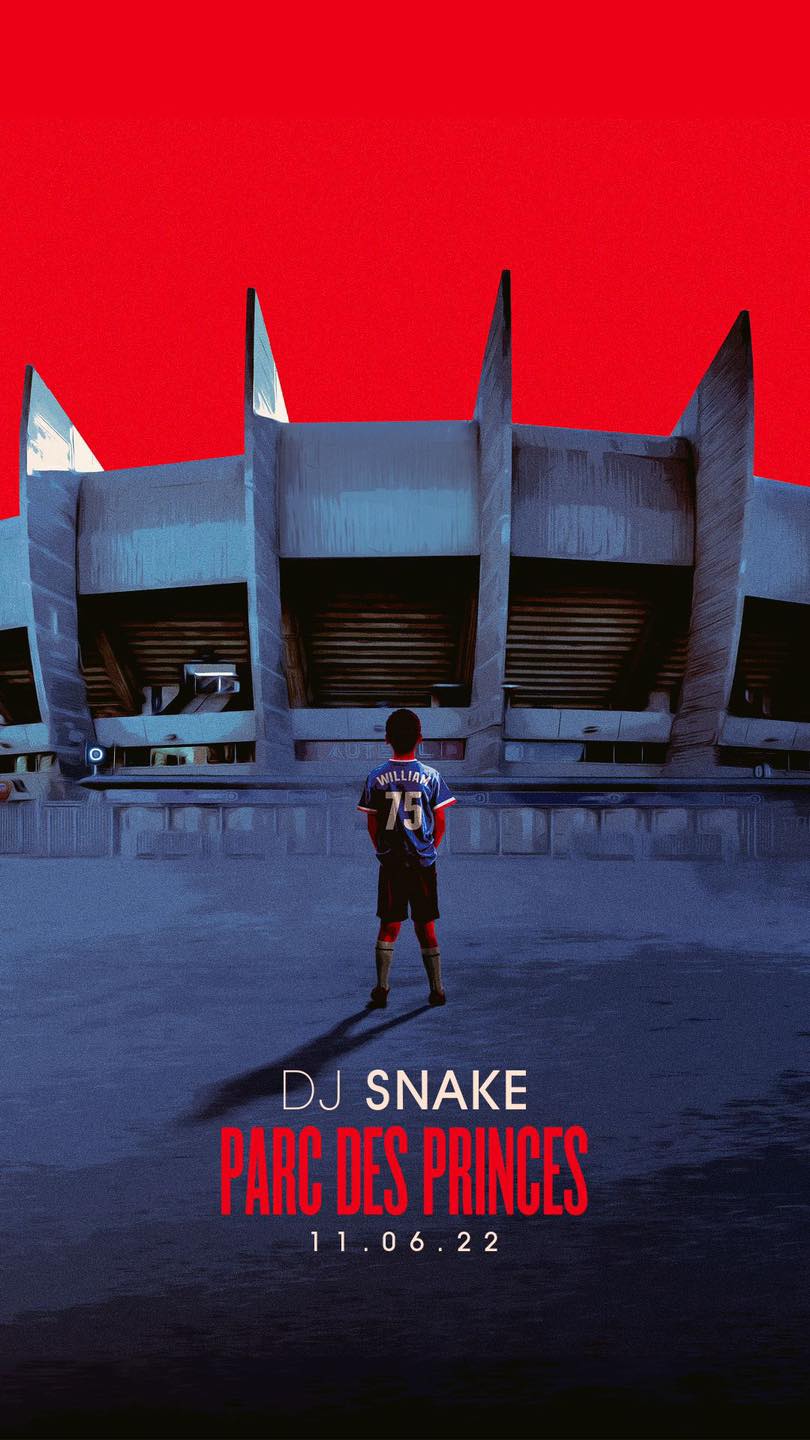 affiche du concert de DJ Snake au parc des princes, le 11 juin prochain