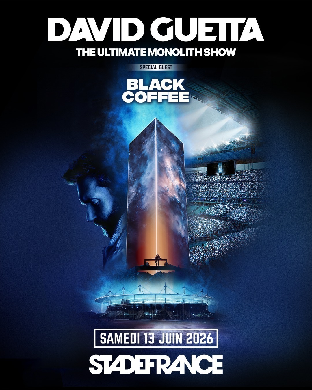 affiche officielle de David Guetta au stade de france
