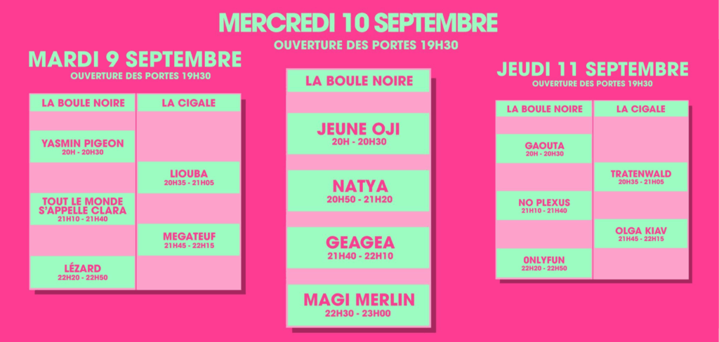 timetable jour par jour - radiance 2025